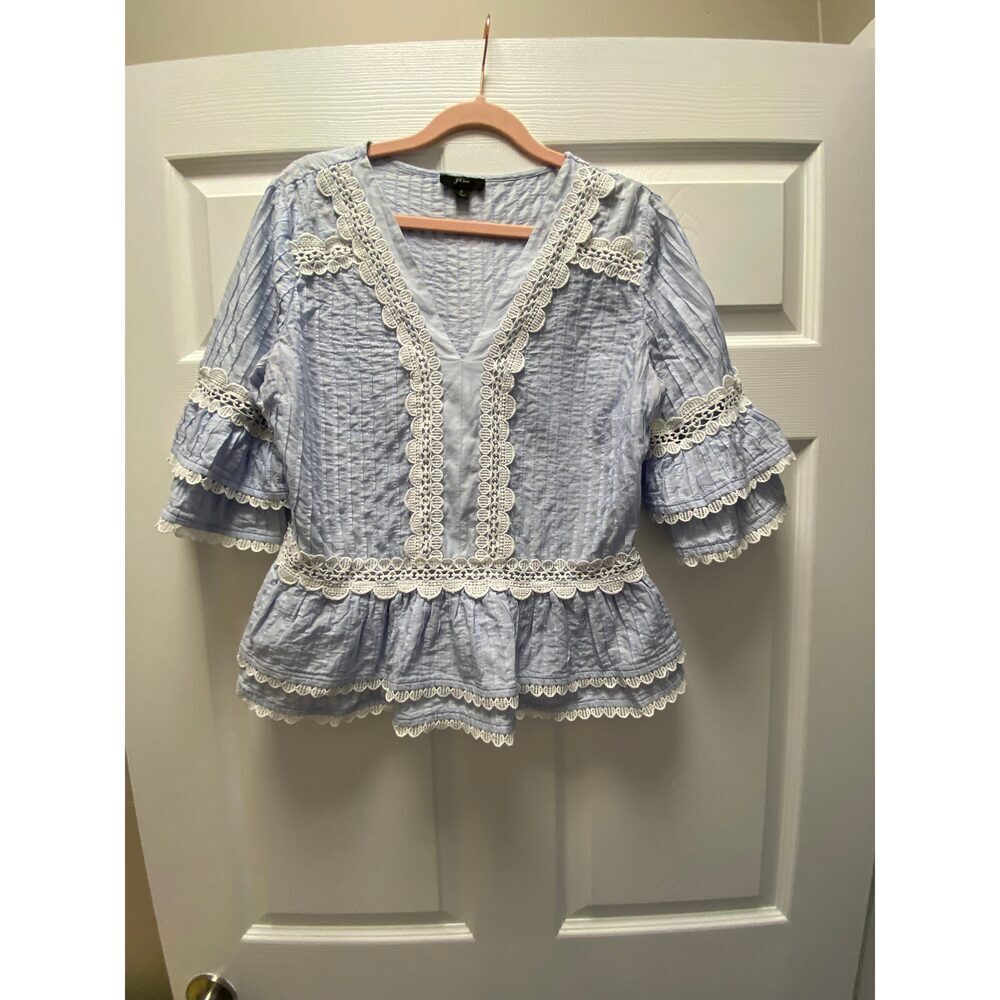 J. Crew Blue Lace Blouse Sz S